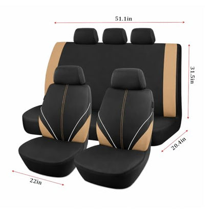 Mandark Car Seat Cover Full Set, Beathable Waterproof Heavy-Duty Vehicle Front and Rear Split Bench Seat Covers, Auto Interior Chair Protector, Universal for SUV Automobile Truck (Beige) - color: Beige