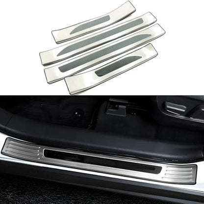 4 PCS Stainless Steel Chrome Silver Door Sill Protector Trims for Toyota RAV4 2019-2022 2023 2024,Outside Door Sill Scuff Plate Guard Cover Trim Door Sill Decorative Decals