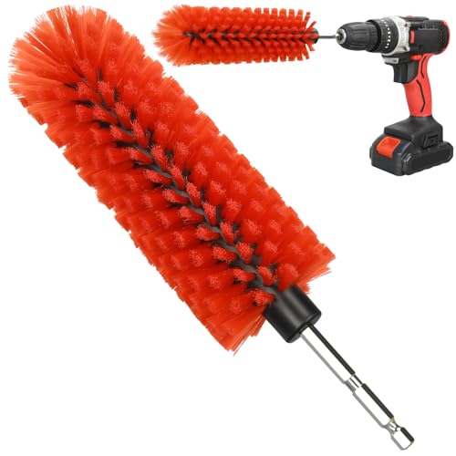 Drill Brush for Car Wheel and Bottle, Highly Dense and Durable Car Cleaning Brush for Wheels, Rims, Engines, Exhaust, Bottle - color: 1 Pack Red