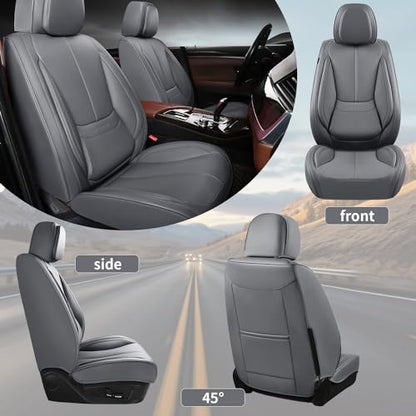 Car Seat Covers Full Set,Leather Waterproof Car Seat Cover,Airbag Compatible,Breathable Design,Suitable for Car,Truck,SUV 5 Pack (Grey) - color: Grey, size: 5 Pack