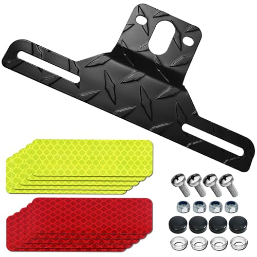 Trailer License Plate Bracket Holder - Black Aluminum Car Tag Frame for Truck, Boats, RVs, Universal License Plates with 10PCS Reflective Stickers - color: Black-Bracket-Aluminium