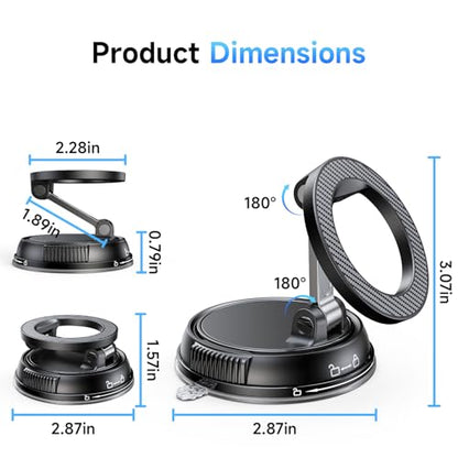 ANDERY Car Phone Holder for Magsafe [78+LBS Strongest Suction & 2400gf Strongest Magnetic] 360° Adjustable Car Phone Mount, Phone Holders for Your Car for iPhone 17-12 Pro Max Air Plus (Carbon Fiber) - color: Carbon Fiber