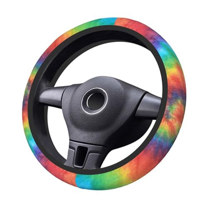 Rainbow Tie Dye Elastic Steering Wheel Cover Universal 15 Inch - color: 17