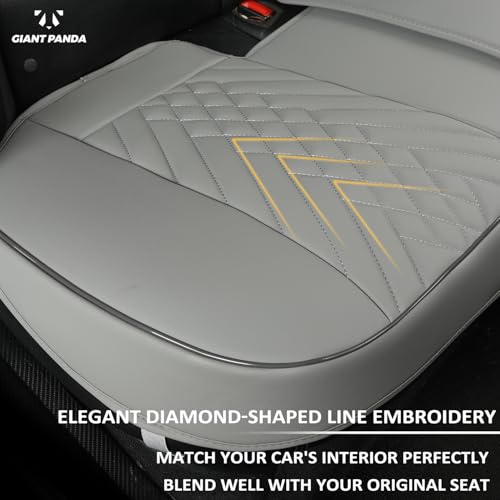 GIANT PANDA Premium PU Leather Rear Car Seat Cover Protector, Luxury Adjustable Anti-Slip Bottom Bench Seat Cover (49~59''),Fits 90% of Vehicles, Back Seat Cover, Grey - color: Rear Seat Gray, size: 1 Piece Standard Size