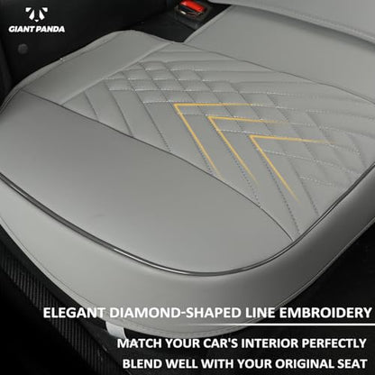GIANT PANDA Premium PU Leather Rear Car Seat Cover Protector, Luxury Adjustable Anti-Slip Bottom Bench Seat Cover (49~59''),Fits 90% of Vehicles, Back Seat Cover, Grey - color: Rear Seat Gray, size: 1 Piece Standard Size