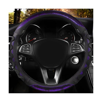 Car Steering Wheel Cover, 15 Inch Anti-Slip Steering Wheel Cover Protector with 3D Honeycomb Design, Universal Steering Wheel Covers for Truck SUV, Car Accessories (Purple, Round Shape) - color: Purple, Round Shape