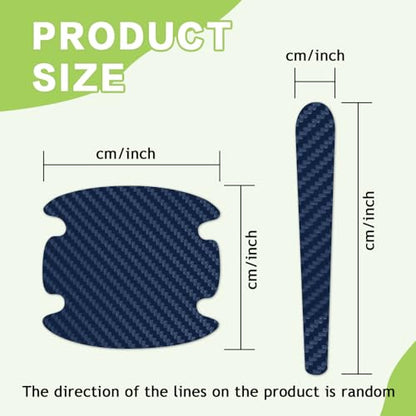 8PCS Car Door Handle Scratch Protector, Carbon Fiber Paint Guard Cover, Bowl Sticker for Most Car Handles (Blue) - color: Blue