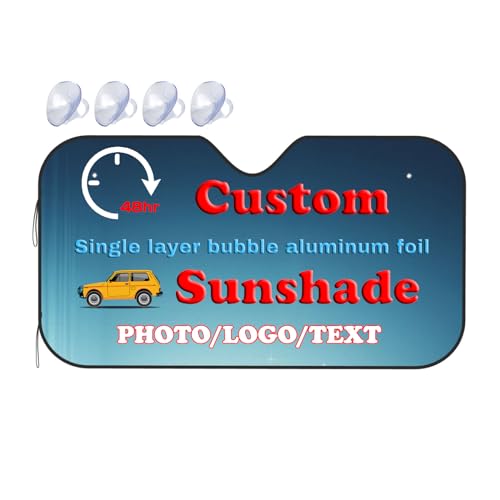 Custom Car Front Windshield Sun Shade, Personalized Front Window Sun Visor Design Foldable Reflective Sun Shield for Vehicle Blocks UV Rays Protector Keep Your Vehicle Cool (Material 3, Small) - size: Small