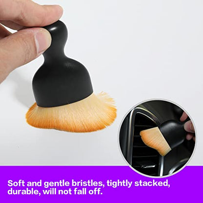 AOCISKA Car Interior Detailing Brush,Soft Bristle Cleaning Brush Car Detailing Brush Dusting Brush,Car Interior Cleaning Tool,Auto Detail Brush Car Dash Duster Brush (Brown with Cap) - color: Brown With Cap