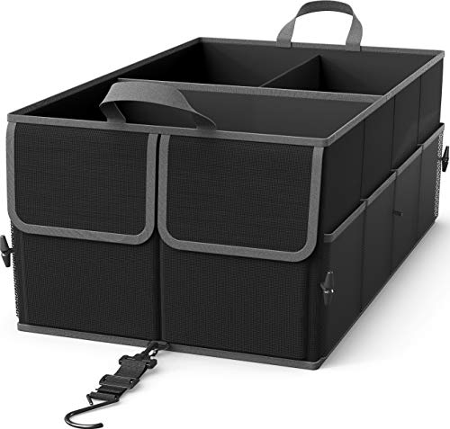 EPAuto Foldable Car Trunk Organizer, 3-Compartment with Removable Divider, Black - color: Black, size: 3-compartment