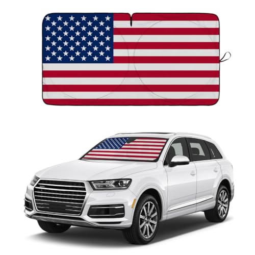 American Flag Car Windshield Sun Shade, Foldable Car Front Window Sunshade for Car SUV Truck, Auto Interior Sun Protection Cover, Blocks UV Rays & Keeps Your Vehicle Cool (USA Original Flag, Medium) - color: USA Original Flag, size: Medium