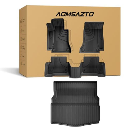 All Weather Floor Mats Compatible with Mercedes-Benz C Class Sedan C300 2015-2021, AOMSAZTO Custom Fit Rubber Cargo Mat 1st and 2nd Row Floor Liners & Trunk Mat Black (Only for Sedan) - style: 1) for Mercedes Benz C-Class | 2015-2021 | Floor+Cargo Mats