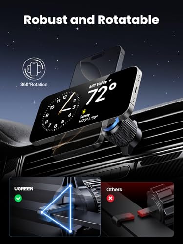 UGREEN Qi2 Wireless Car Charger, 15W Fast Charging Strong Magnetic Car Phone Holder with LED Light for iPhone 17/16/15/14/13/12 Series Car Accessories