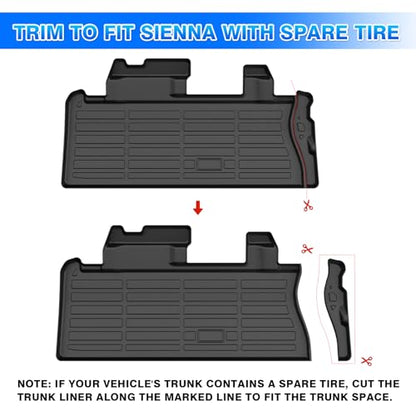 Sienna Cargo Liner - Trunk Mat for Toyota Sienna 2021-2026, All Weather Cargo Mat for Sienna Accessories, Heavy Duty Car Mats, Car Accessories - size: 2)Toyota Sienna 21-25