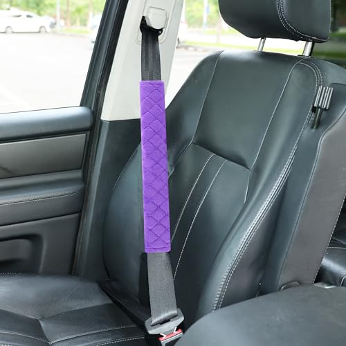 Amooca Soft Automotive Seat Belt Cover Seatbelt Shoulder Pad Neck Protector Cushions Universal Fit SUV Trucks Backpack Violet Extra Long 15.7in - color: Purple, size: 15.7in-1pc