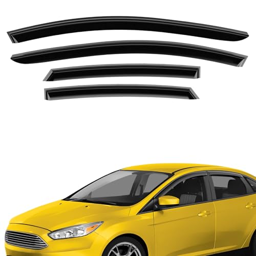 Extra Durable Window Deflectors Tape-On Window Visors Rain Guards Fit for Ford Focus 2012-2018 Sedan/Hatchback, Sun Visors, Wind Vent for Shades, Exterior Car Accessories - 4pcs. AG0947 - color: For Ford Focus 12-18 Sedan
