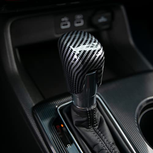 Thenice Gear Shift Knob Cover Automatic Transmission CVT Boots Change Lever Stick Decoration Compatible with Honda Civic 2022-2026, CRV/HR-V 2023-2026, Accord 2018-2026 -Carbon Fiber Grain - color: Black Carbon Fiber