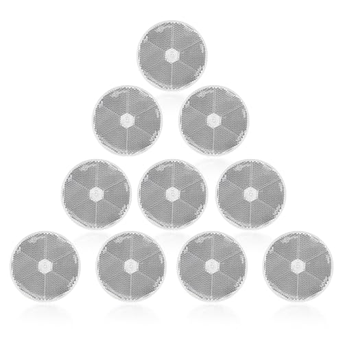 10 Pack White Screw on Round Reflectors, E11 Approval Road Safety Gate Posts Rear Reflectors for Trailer Caravan Truck Tractor Boat Lorry Motorcycle Fence Gate Post - color: White Screw on