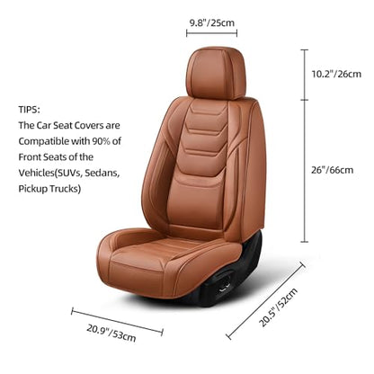 TIEHESYT Car Seat Covers Full Set, Breathable Leather Automotive Front and Rear Seat Covers, Car Seat Protectors Full Set, Compatible with Most Vehicles, SUV (Brown, Front Pair) - color: Mature Brown, size: Front Pair Headrestless