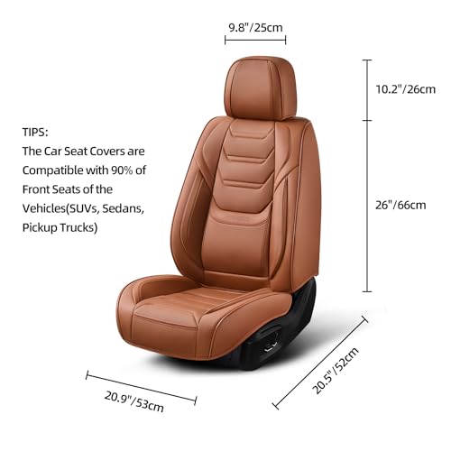 TIEHESYT Car Seat Covers Full Set, Breathable Leather Automotive Front and Rear Seat Covers, Car Seat Protectors Full Set, Compatible with Most Vehicles, SUV (Brown, Front Pair and Rear) - color: Mature Brown, size: Front Pair and Rear Headrestless
