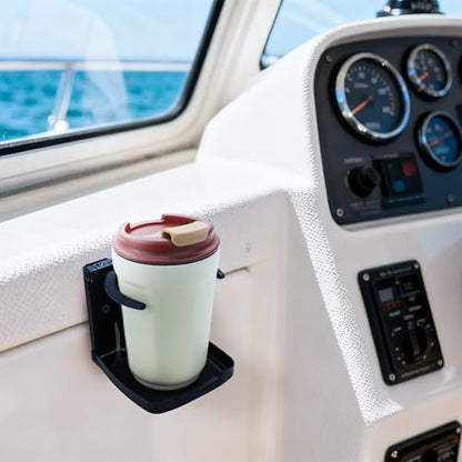 YANYUCB 304 Stainless Steel Adjustable Folding Cup Holders,Matte Black Boat Drink Cup Holder,Folding Wall Car Desk Cup Holder for Trucks,RVs,Vans,Boats,Campers,Caravans(2 Pack) - style: Matte Black 2Pack