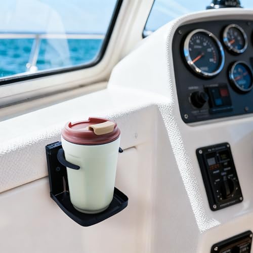 YANYUCB 304 Stainless Steel Adjustable Folding Cup Holders,Matte Black Boat Drink Cup Holder,Folding Wall Car Desk Cup Holder for Trucks,RVs,Vans,Boats,Campers,Caravans(1 Pack) - style: Matte Black
