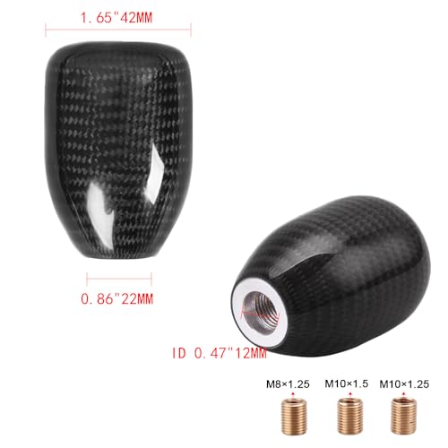 muge racing Universal Carbon Fiber Shift Knob Automatic/Manual Gear Shift Knob for Most Vehicles with 3 Adapters - style: Carbon Fiber-Short