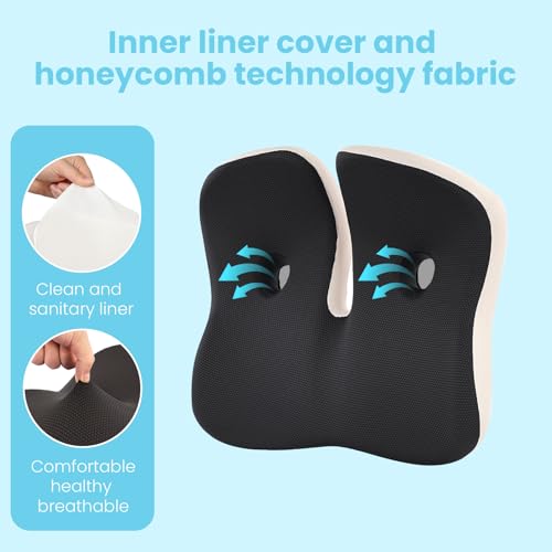 Seat Cushion,Office Chair Memory Cushion, Ergonomic Design, Relieve Sciatica and Long-Term Sitting Pain, Suitable for desks, car Seats, Games, wheelchairs - color: Black