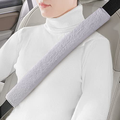 LACDL Extra Long Seatbelt Cover Super Soft Furry for Adults Kids Women & Men, Thick Plush Full Car Seat Belt Strap Cushion, Fluffy Shoulder Pad Protector, Auto Interior Accessories, 1pc, Grey, 15.5in - color: Gray, size: 15.5in - 1pc