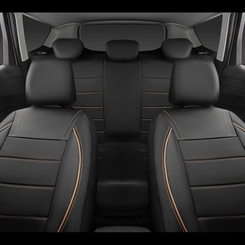 CAR PASS Universal FIT Piping Leather Car Seat Cover, for suvs,Van,Trucks,Airbag Compatible,Inside Zipper Design and Reserved Opening Holes (Full Set, Black and Beige) - color: Beige Black