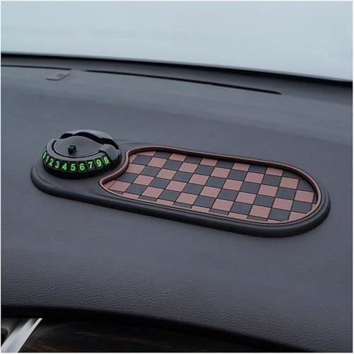 Multifunction Car Anti-Slip Mat Auto Universal Phone Holder, Rotatable Anti Skid Car Dashboard Pad with Temporary Parking Numbe and Large Pad for Phones Sunglasses Keys Gadgets(Style-6) (Brown-Black) - color: Brown-Black