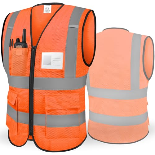 TICONN Reflective Safety Vest High Visibility Class II Mesh Vest for Women & Men Meets ANSI Standards - color: Orange, size: Medium