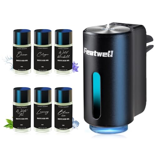Featwell Car Air Freshener, Air Freshener Diffuser Three Adjustable Modes, Aromatherapy Machine Rechargeable (Black) - color: Black