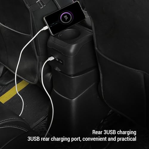 Acouto Car Armrest Box with 6 USB Charging Ports - Double Layer Console for SUV, Truck, and Car (Black) - color: Black