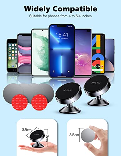 2 Pack Magnetic Phone Holder for Car, [ Strong Magnet ] Magnetic Phone Holder, [ 360° Rotation ] Phone Magnet for Car, Compatible with Most Smartphones, Must be Used with Metal Pad, Black - color: Black