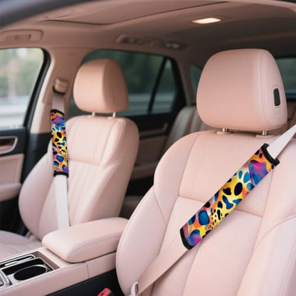 2Pcs Soft Auto Seat Belt Cover Pad Rainbow Leopard Print Car Seatbelt Shoulder Cushion for Comfortable Driving, Compatible with All Cars' Seatbelt and Backpack Straps - color: Texture