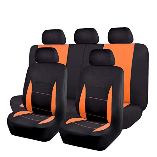 Flying Banner Car Seat Covers Front Seats Rear Bench Polyester car seat Protectors Easy installations Rear Bench Split Classic Man Lady Truck - color: Black Orange