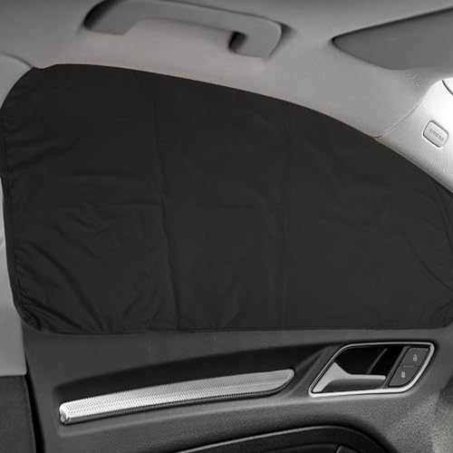 ZATOOTO Car Window Shades - 2 Pcs Black Silk Side Front Protection Covers - Magnetic Privacy Sun Shades Curtain Keeps Cooler for Baby Kids Sleeping - color: Black Faux Silk Flat-Front 2PCS