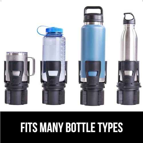 GORILLA GRIP Patent Pending Adjustable Car Cup Holder Expander, Keeps Water Bottle Secure, Expands to Fit 18 to 48 oz Large Bottles, Yeti, Owala, Stanley with Handle, Coffee Mug Insert for Cars, Black - color: Black