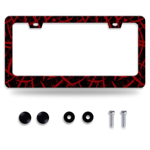 Blood Splattered License Plate Frame Funny Bloody Scar License Plate Frames for Car Decorative Parts Stainless Stee License Plate for Standard Us Canada License Plate Holder 12x6 Inch - color: Blood Splattered