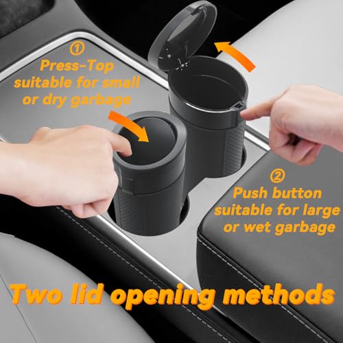 Car Trash Can Bin with Lid - 2 Pack, Leakproof Garbage Can for Vehicle, Mini Trash Bin with 180 Attached Trash Bags, Easy to Clean Cup Holder Trash Can for Car, Home, Office - color: Black 2