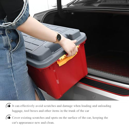 Car Rear Bumper Protector Guard, Anti-Scratch Auto Trunk Door Entry Protection Strip, Non-Slip Rubber Bumper Protective Cover Guard for Most Cars Trucks SUVs (Black & Red, 35") - color: Black & Red, 35"