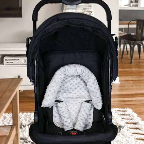 Baby Carseat Headrest and Strap Covers,Baby Carseat Head Support & Carseat Neck Cover,Infant Head Support Pillow, Toddler Headrest Pad for Carseat Strollers Carrier,Grey - color: Grey