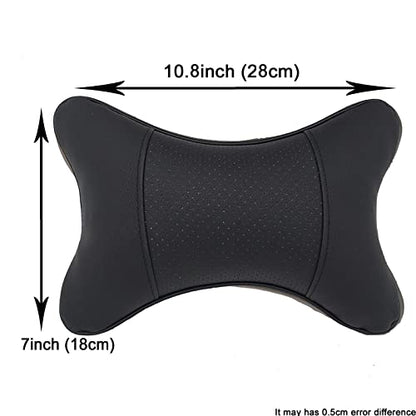 Car Neck Pillows 2pcs Pack Car Headrest Pillow Pu Leather Car Cervical Pillows for Traveling Car Pillows Filled by Fiber (Black) - color: Black