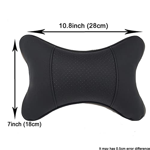 Car Neck Pillows 2pcs Pack Car Headrest Pillow Pu Leather Car Cervical Pillows for Traveling Car Pillows Filled by Fiber (Black) - color: Black