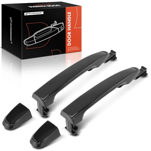 A-Premium Sliding Door Handles Exterior Compatible with Toyota Sienna 2004-2010, Smooth Black, 2-PC Set, Rear Driver and Passenger Side - style: Rear Left and Right