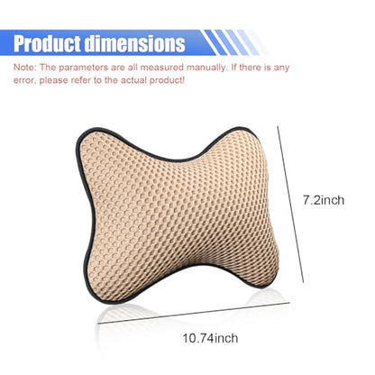 ZIMISI 2PCS Car Headrest Pillow, Breathable Leather Car Neck Pillow, Soft Cloud Silk Cotton Neck Support Relief Cushion, Comfortable Automotive Seat Head Rest Pad for Driving Fatigue Relief (Beige) - color: Beige