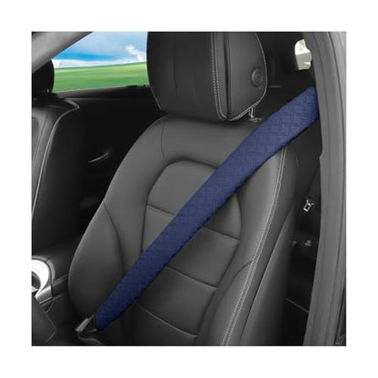 2PCS Extra Long Car Seatbelt Cover, 29.53 inches Soft Leather Vehicle Safety Seat Belt Strap Cushion, Comfortable Auto Shoulder Neck Chest Protection Pads Accessories, Extremely Long (Blue) - color: Blue/29 inches
