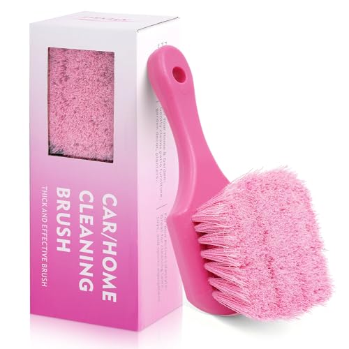Pink Tire Brush for Women – 8.2" Soft Flagged-Tip Tire Cleaning Brush, Gentle on Wheels & Rims, Cars, Trucks & Motorcycles
