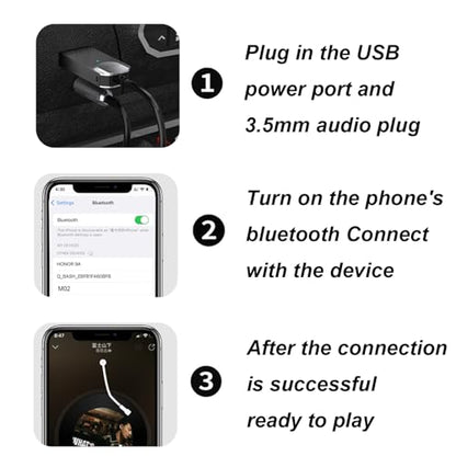 Bluetooth 5.3 to Aux Adapter for Car,USB 3.5mm Female BT Receiver,Aux to Bluetooth Adapter,Compatible with Wired Speaker,for Hands-Free Call,Voice Navigation,Music - size: m02